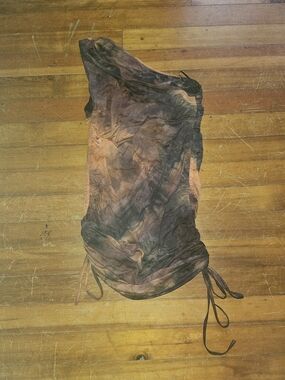 SHEIN Tie-Dye One-Shoulder Ruched Mini Dress in Brown and Pink